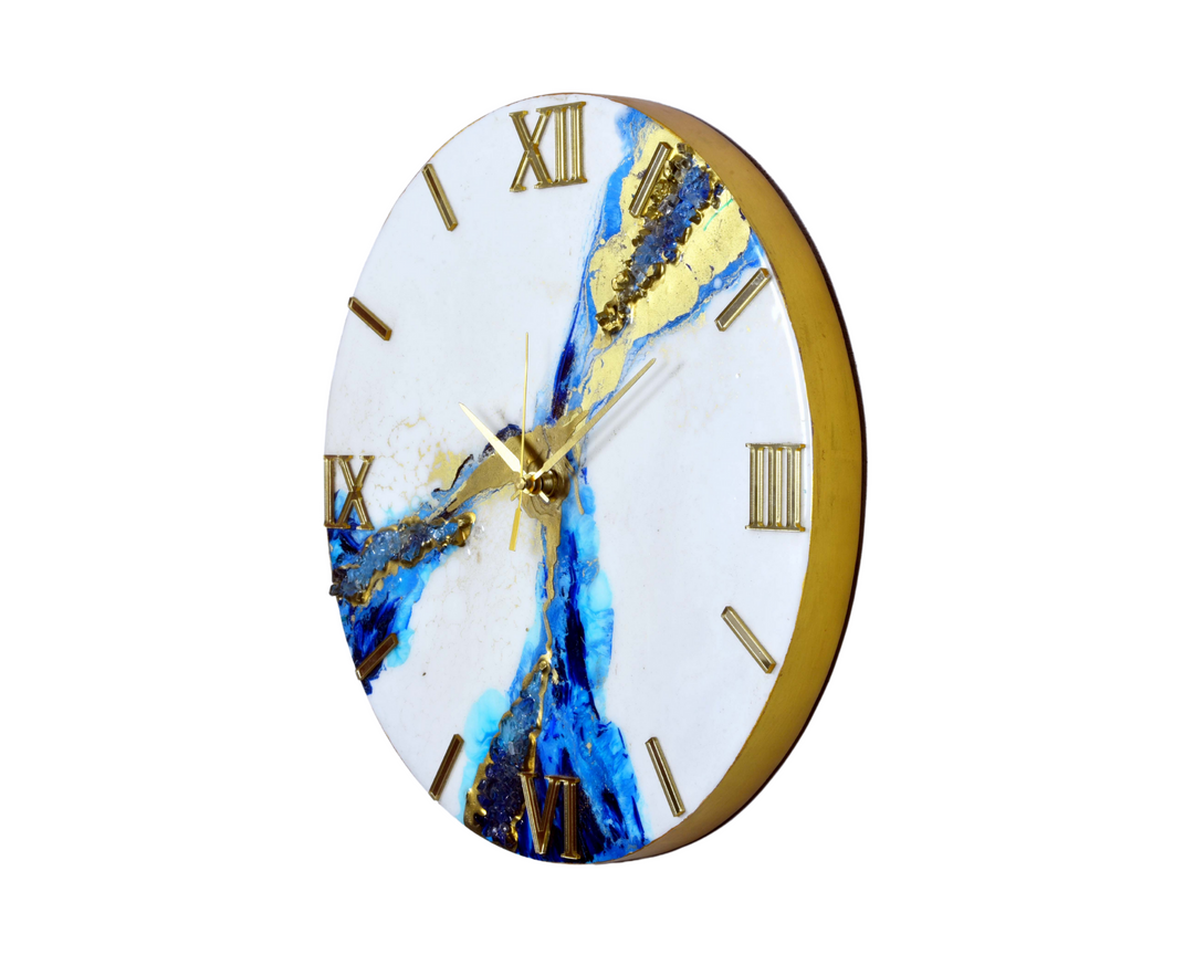 Resin Hand Work Wall Clock ,Handmade Resin wall clock for home decor,Sky Blue, Without Glass,Designer Epoxy wall clock for office decor