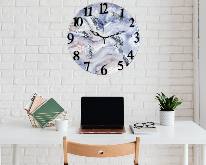 Modern Large Wall Clock, Metal with Wood Mid Century Clock, Clock For Wall, Home Office Wall Clock, Silent Unique Clock, Living Room Decor