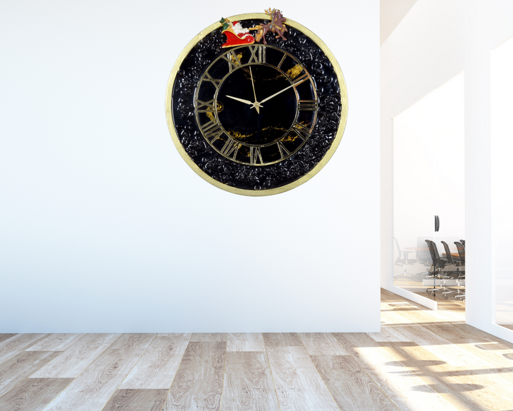 Epoxy Resin Wall Clock, Black Oversize Wall Clock, Unique Circle Wall Clock, Silent Metal Extra Large Clocks, Roman Numerals Wall Clock, Handmade Wall Art