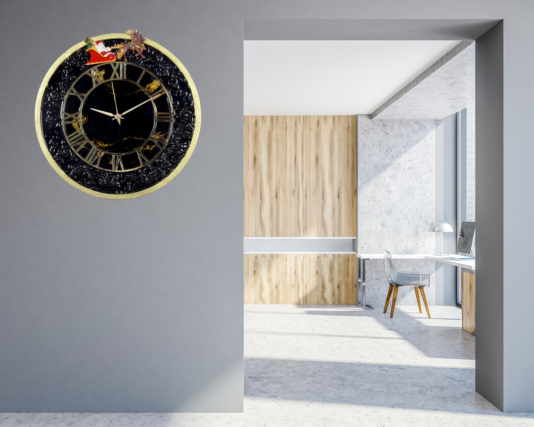 Epoxy Resin Wall Clock, Black Oversize Wall Clock, Unique Circle Wall Clock, Silent Metal Extra Large Clocks, Roman Numerals Wall Clock, Handmade Wall Art