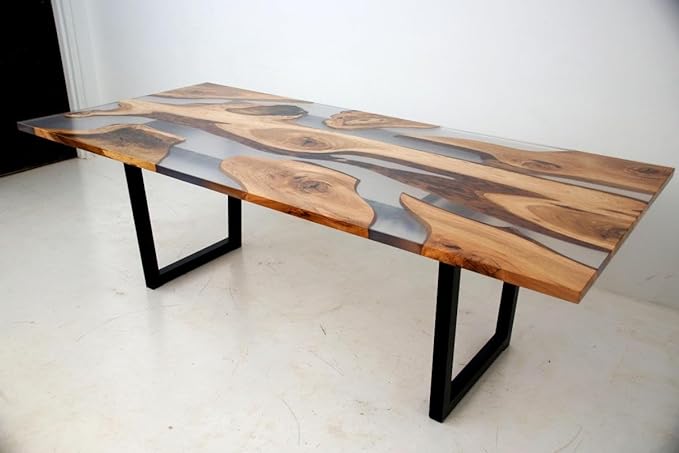 Epoxy Resin Dining Table, Transparent Resin Table, Walnut, River, Beach, Tables For Dining, Meeting, Coffee, Wood