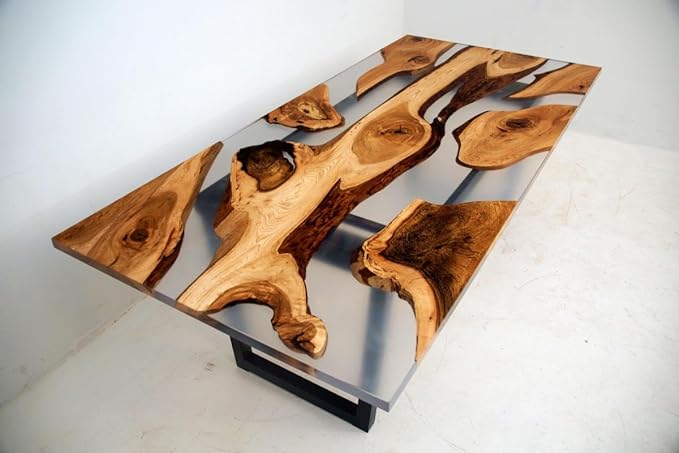 Epoxy Resin Dining Table, Transparent Resin Table, Walnut, River, Beach, Tables For Dining, Meeting, Coffee, Wood