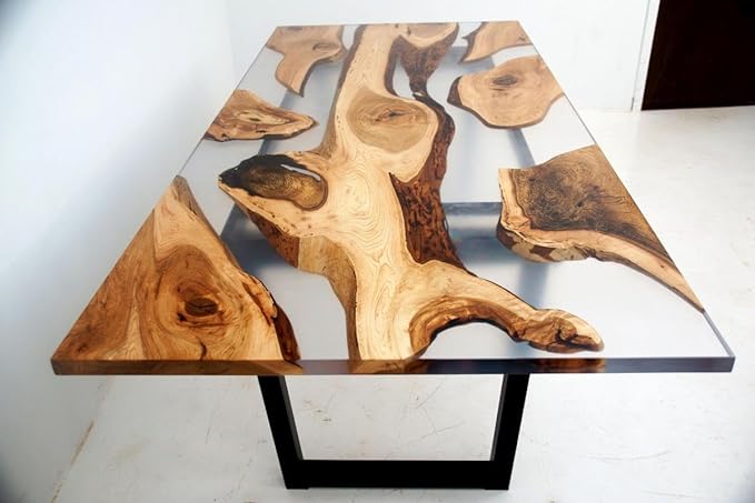 Epoxy Resin Dining Table, Transparent Resin Table, Walnut, River, Beach, Tables For Dining, Meeting, Coffee, Wood