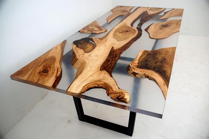 Epoxy Resin Dining Table, Transparent Resin Table, Walnut, River, Beach, Tables For Dining, Meeting, Coffee, Wood