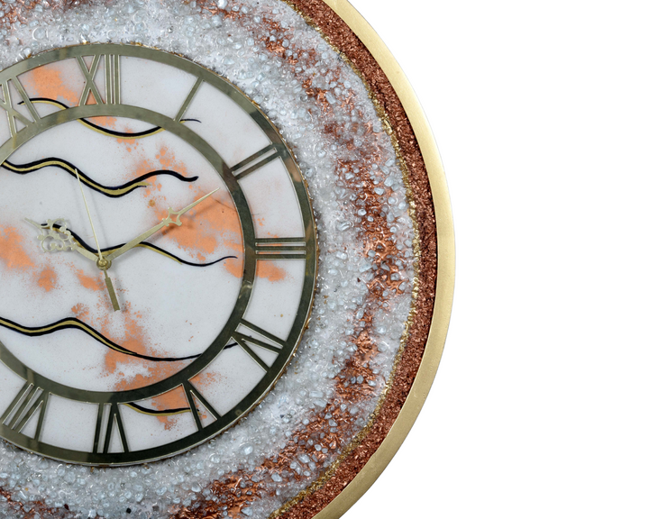 Epoxy Resin Wall Clock, Golden Oversize Wall Clock, Unique Circle Wall Clock, Silent Metal Extra Large Clocks, Roman Numerals Wall Clock, Handmade Wall Art