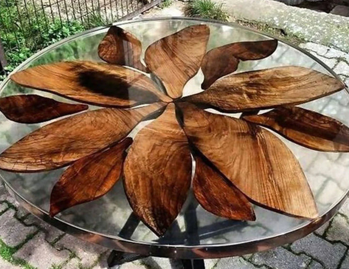 Epoxy Resin Round Clear Top Coffee Table Mid Century Modern Arts With Iron Legs Countertop Acacia Wooden Live Edge Handmade Furniture Decor