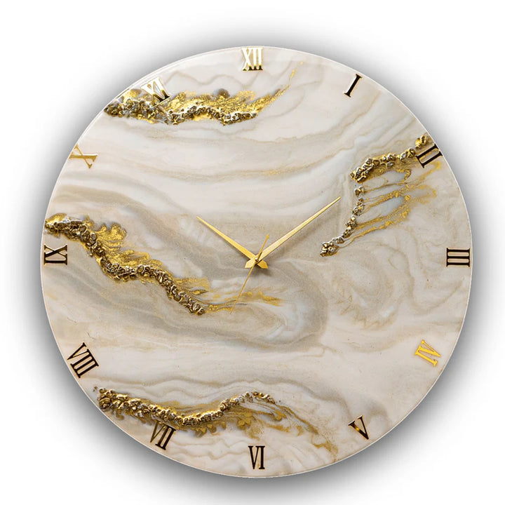 Resin Clock Home decor Handmade Handicraft Creamy Designer Wood Painted