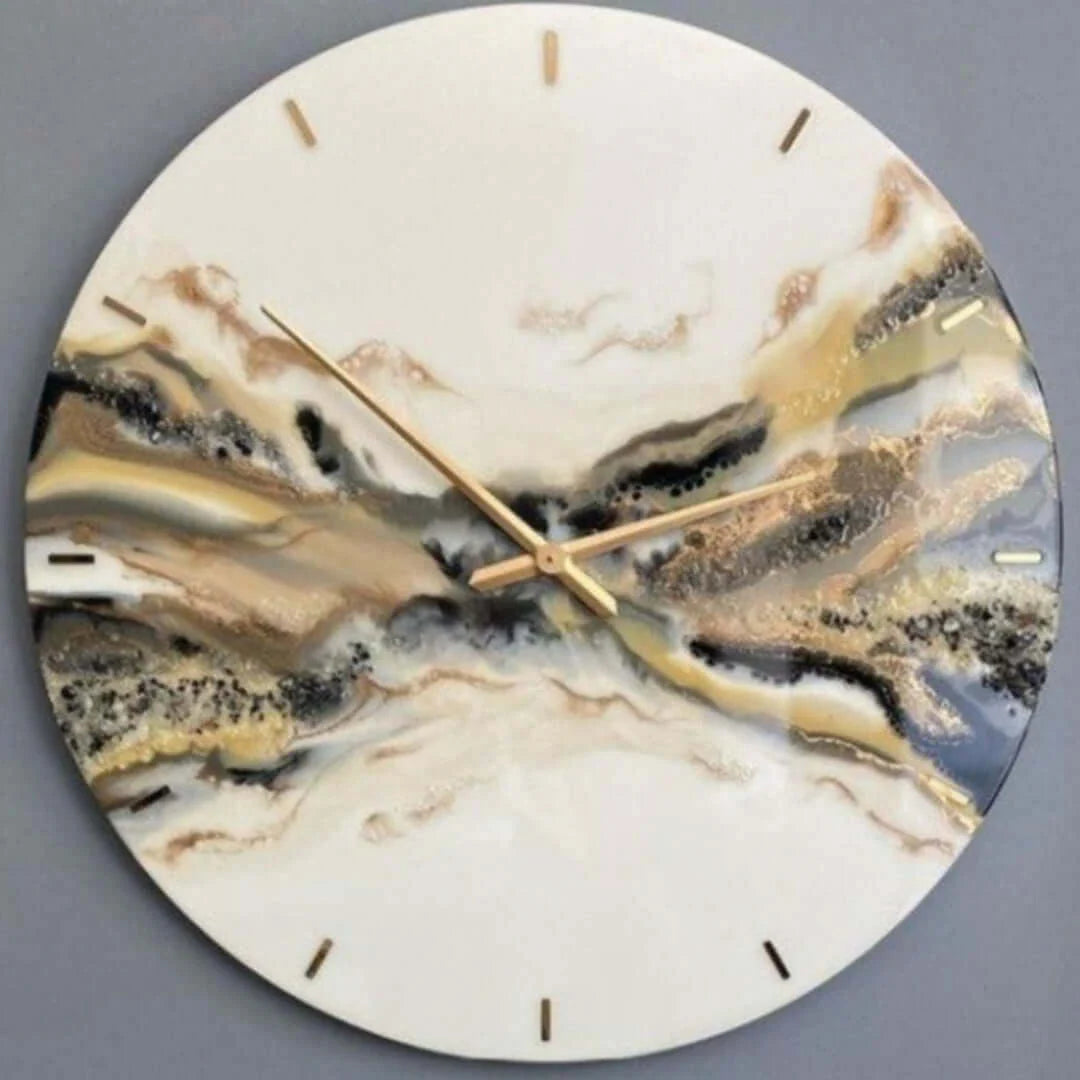 Handmade Resin wall clock with Coated glittered crystals and small pieces of Glass High Quality Glorious Piece