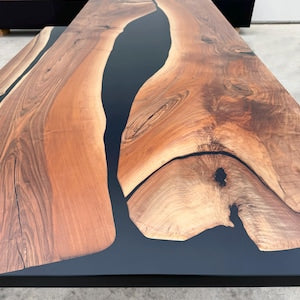 River Beach Conference Table Epoxy Resin Wooden Table Transparent Black Resin Table Dining Meeting Coffee