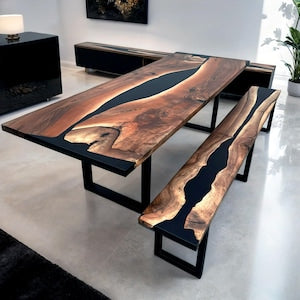 River Beach Conference Table Epoxy Resin Wooden Table Transparent Black Resin Table Dining Meeting Coffee